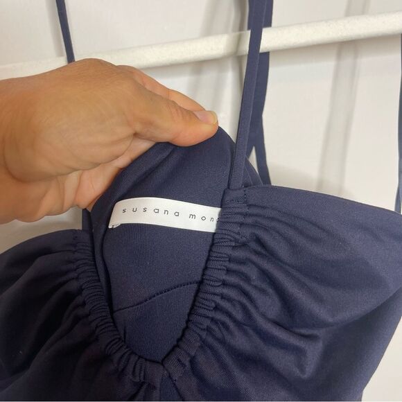 Susana Monaco U Gathered Tie Maxi Dress in Navy NWOT SMALL - Picture 3 of 11